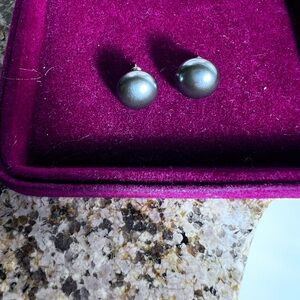 Elegant Silver Pearl Stud Earrings
